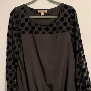Nine West sheer polka dot sleeve shirt